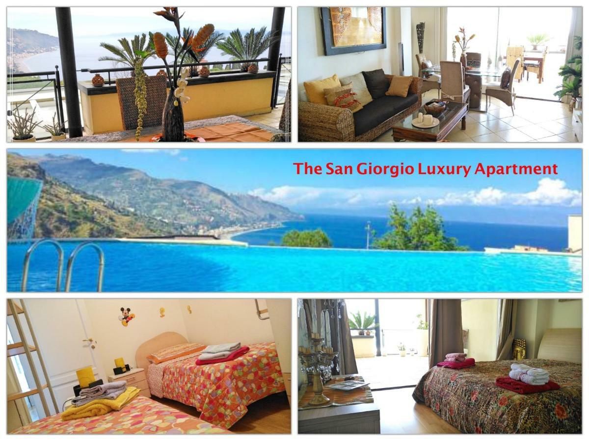 San Giorgio Luxury Apartment Taormina-Panoramic Pool & Parking Space Exterior foto